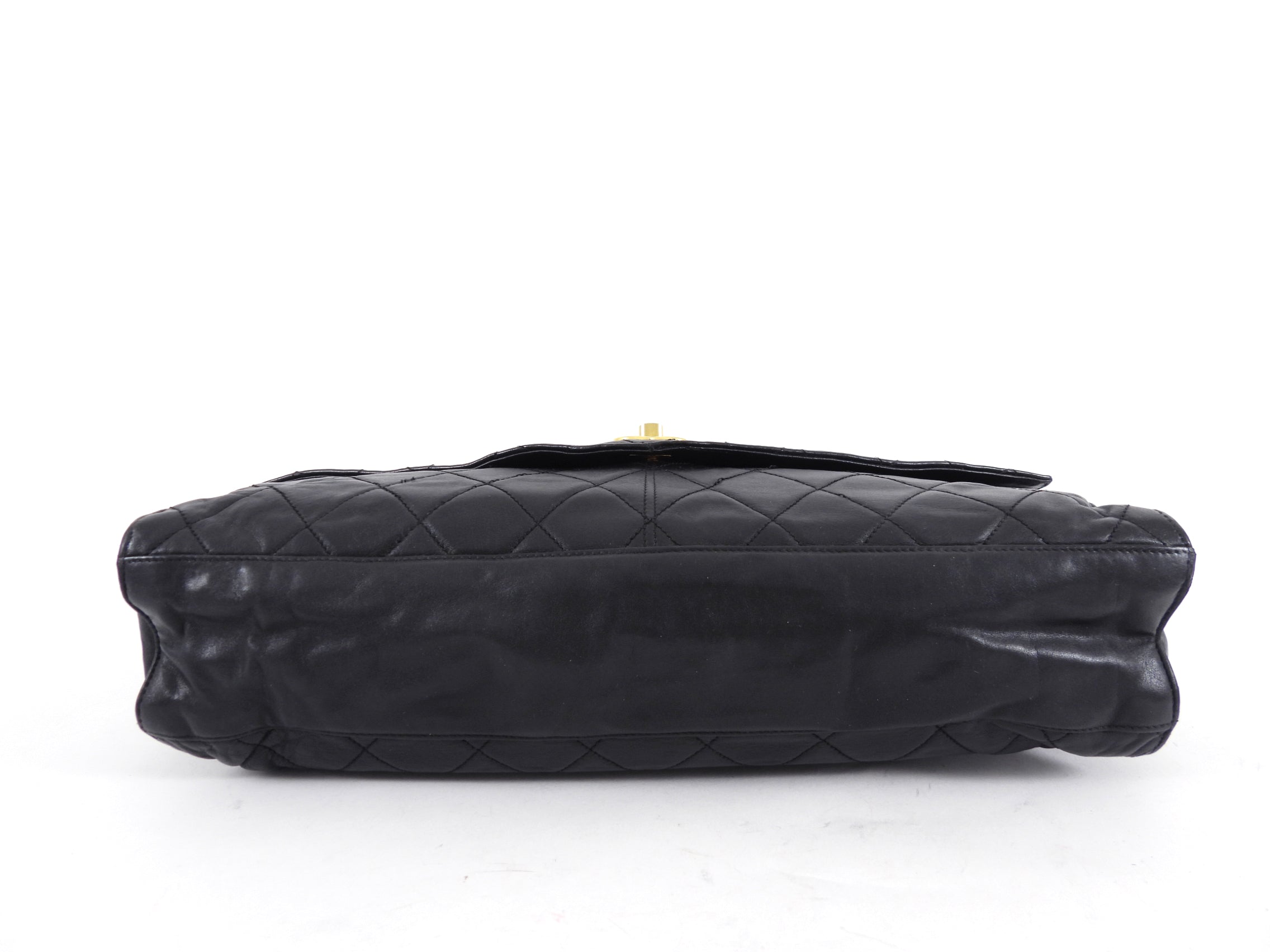 Chanel Black Quilted Leather Vintage Two Way Envelope Flap Chain Bag