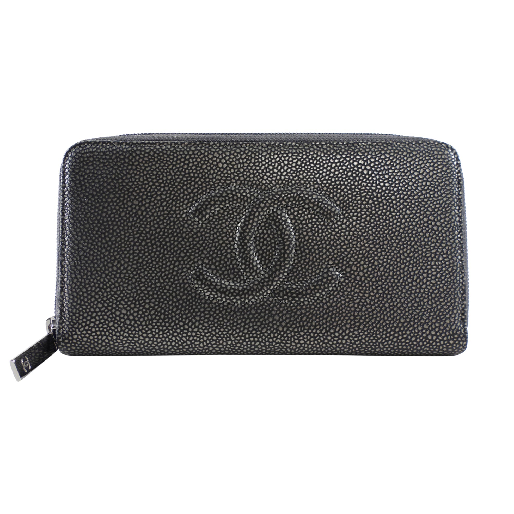 Chanel Timeless Classic CC Continental Zippy Wallet Pewter
