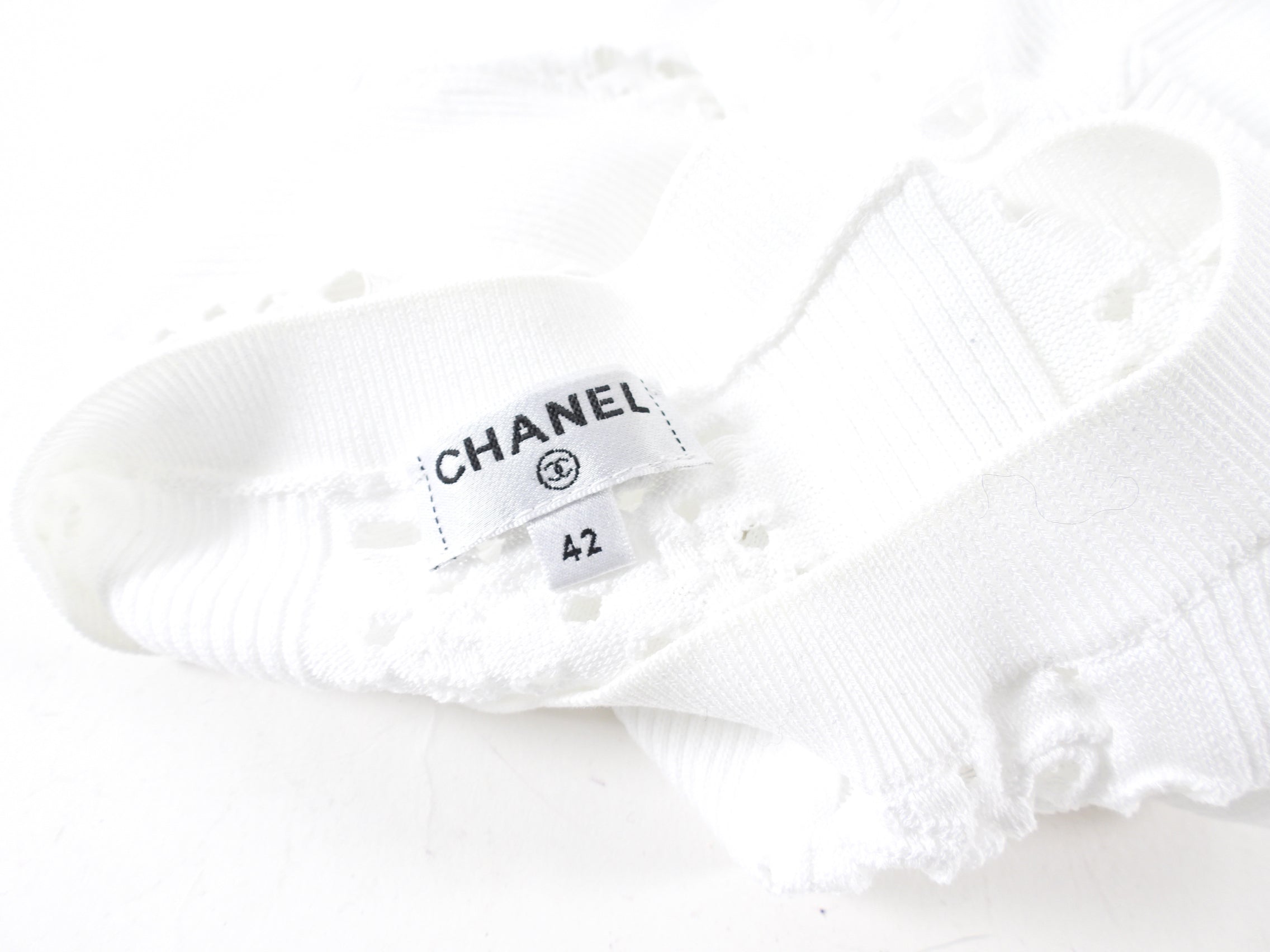 Chanel 20P White Open Knit Dress - FR42 / L