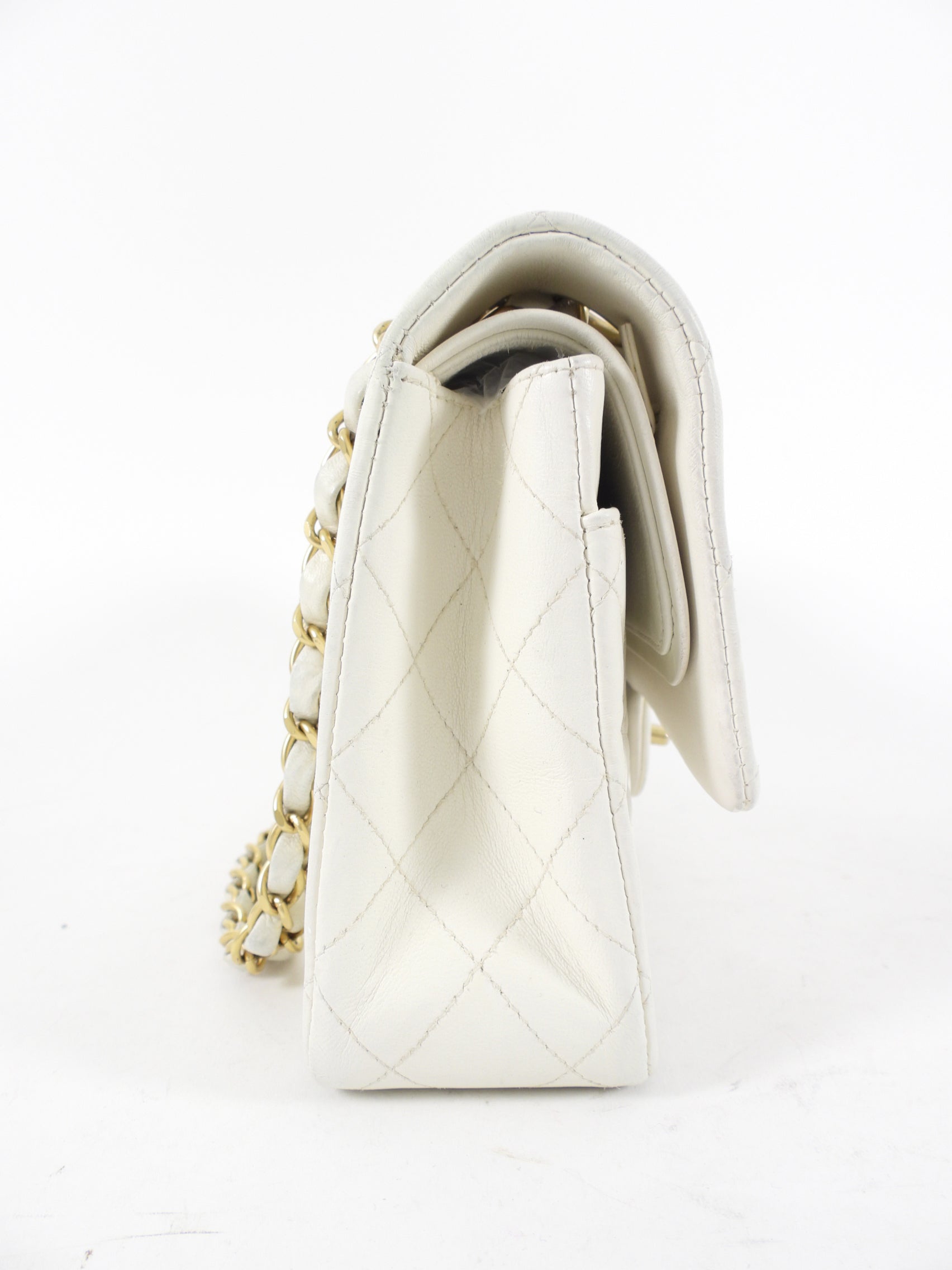 Chanel Vintage 2000 White Medium Classic Double Flap Bag GHW