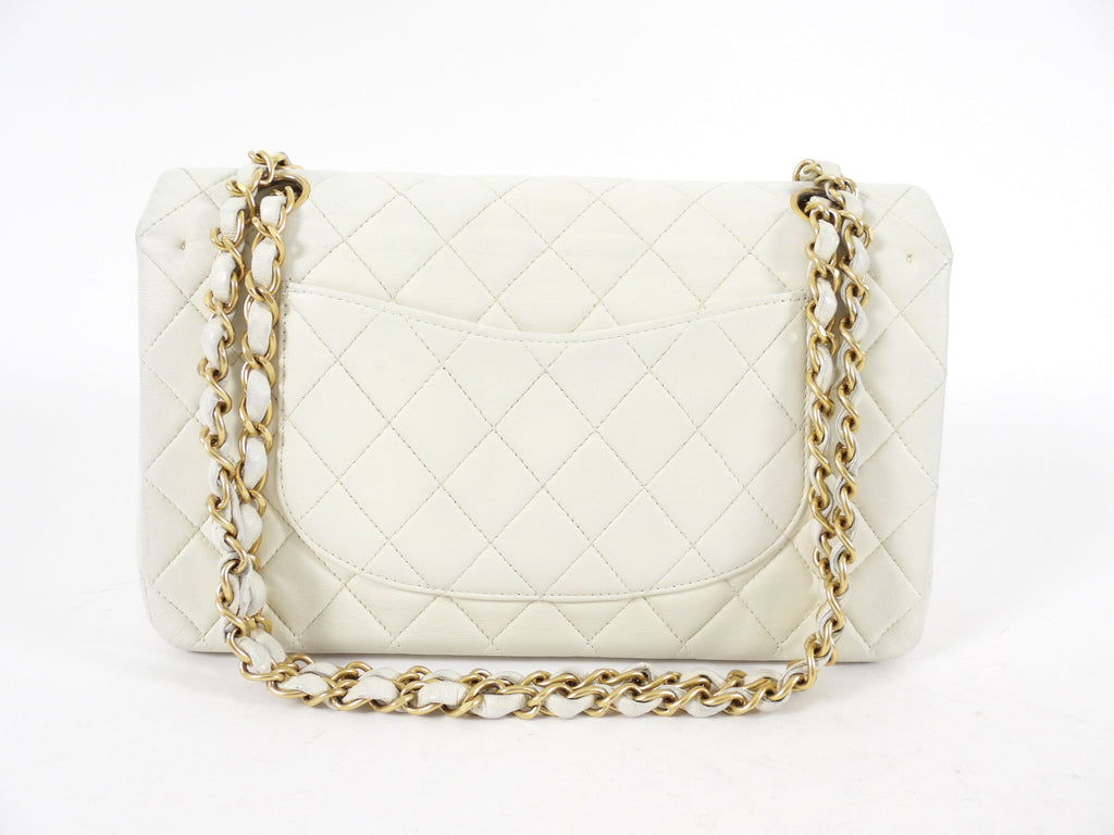 Chanel Vintage 2000 White Medium Classic Double Flap Bag GHW