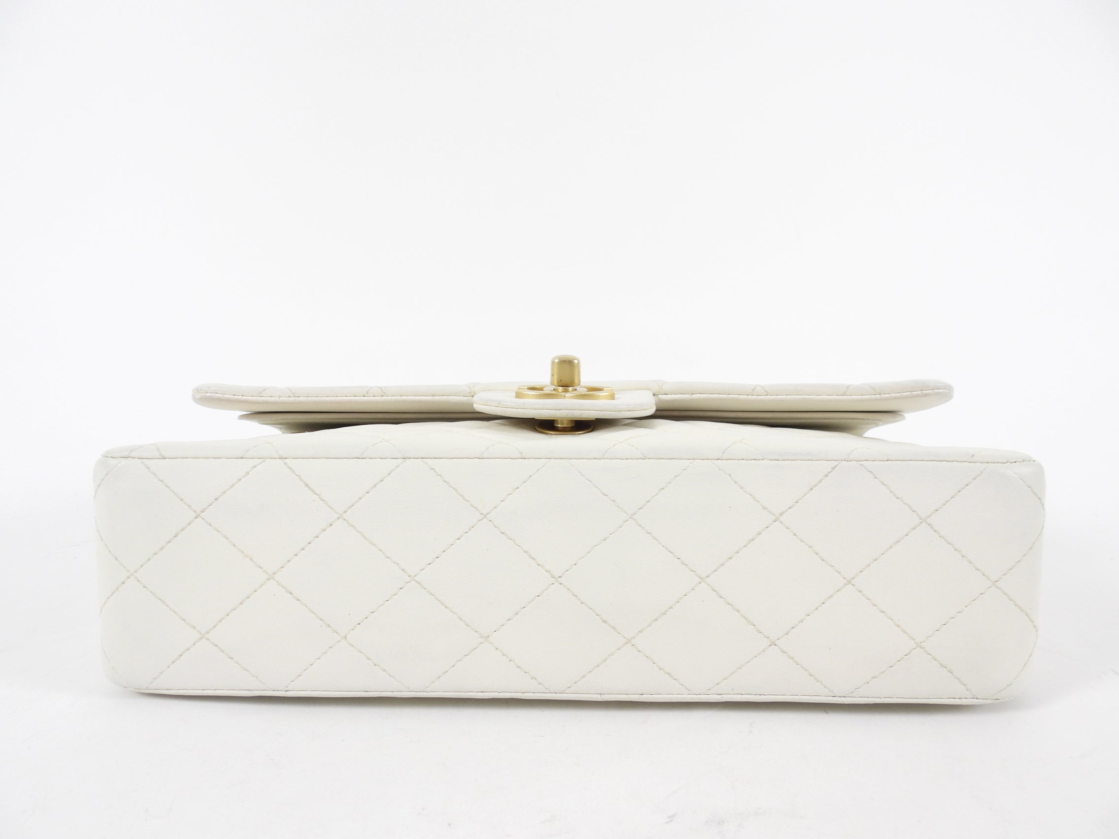 Chanel Vintage 2000 White Medium Classic Double Flap Bag GHW
