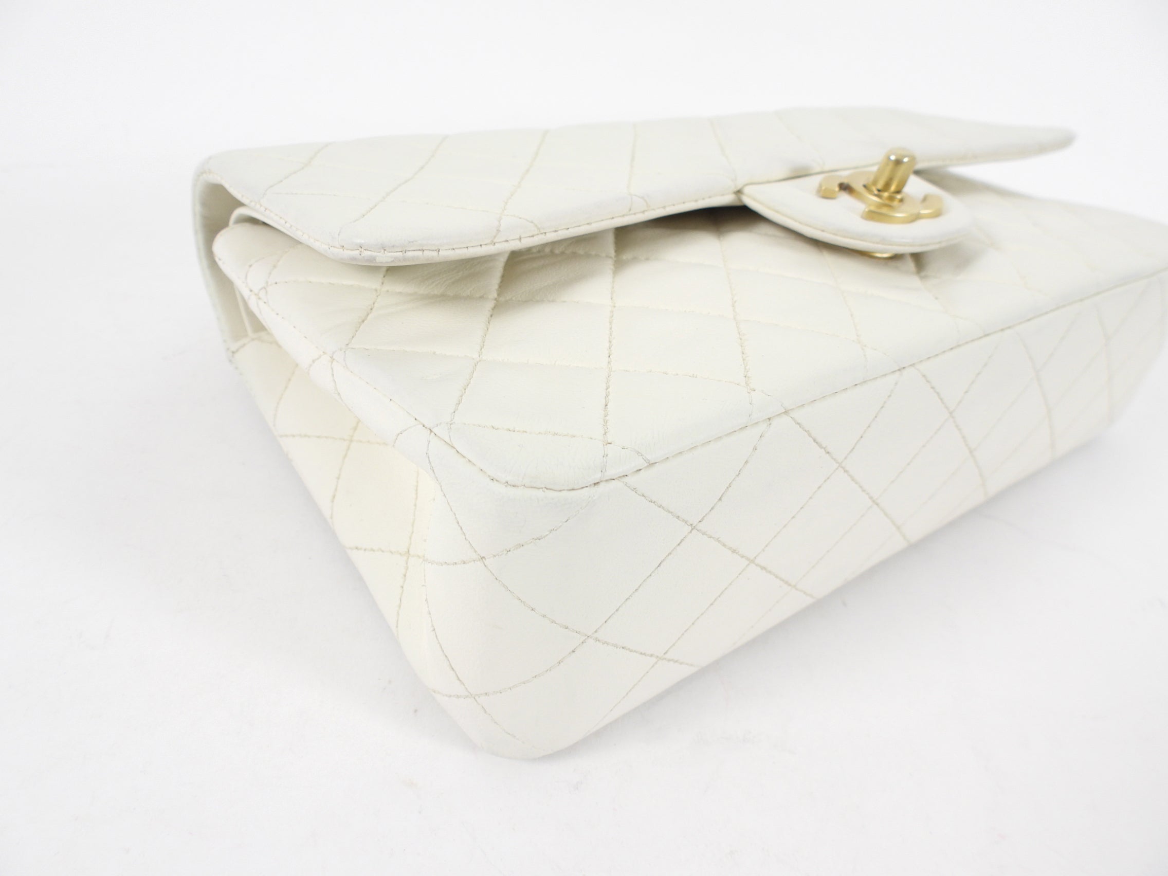 Chanel Vintage 2000 White Medium Classic Double Flap Bag GHW