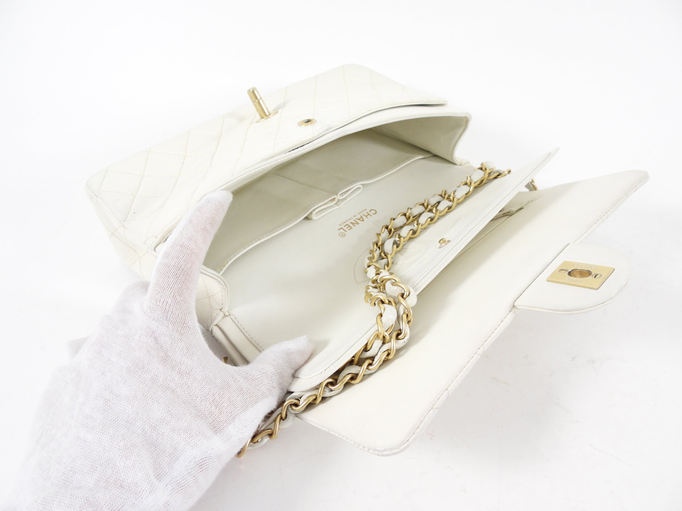 Chanel Vintage 2000 White Medium Classic Double Flap Bag GHW
