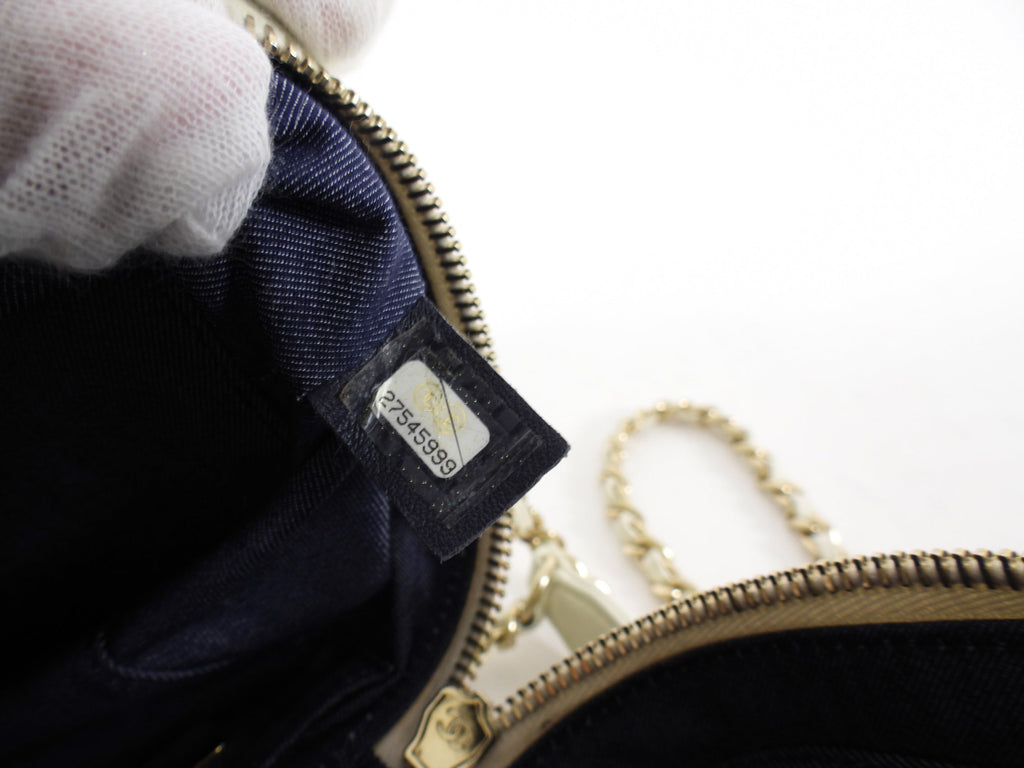 Chanel Ivory White Leather CC Mania Vanity Crossbody Bag