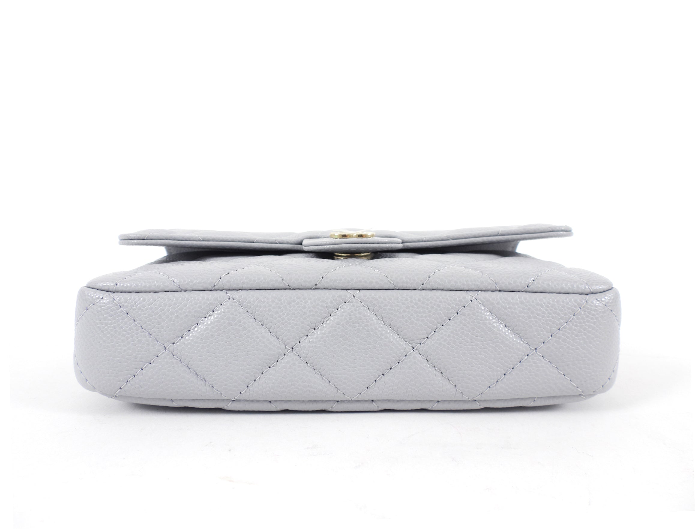 Chanel Blue Grey Caviar Leather Timeless Classic Phone Case Bag