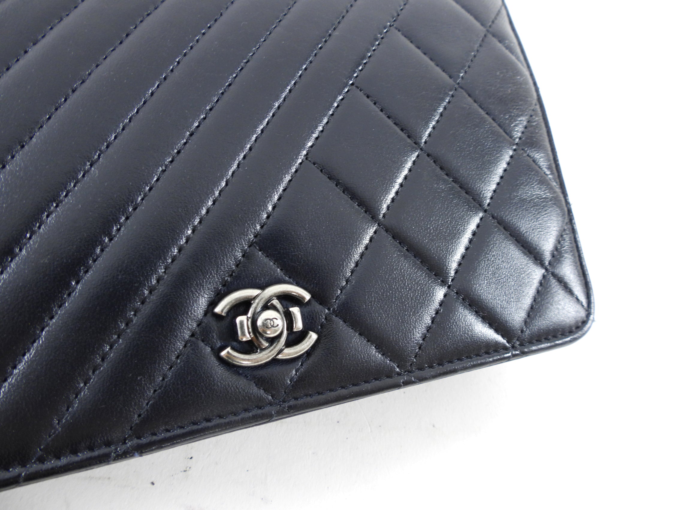 Chanel Coco Boy Black Leather Quilted Wallet on Chain