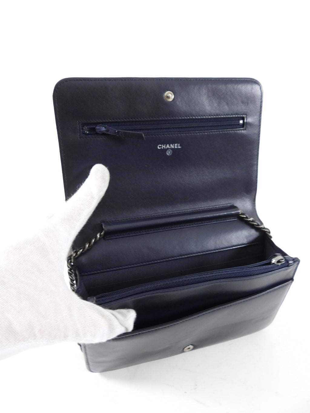 Chanel Coco Boy Black Leather Quilted Wallet on Chain