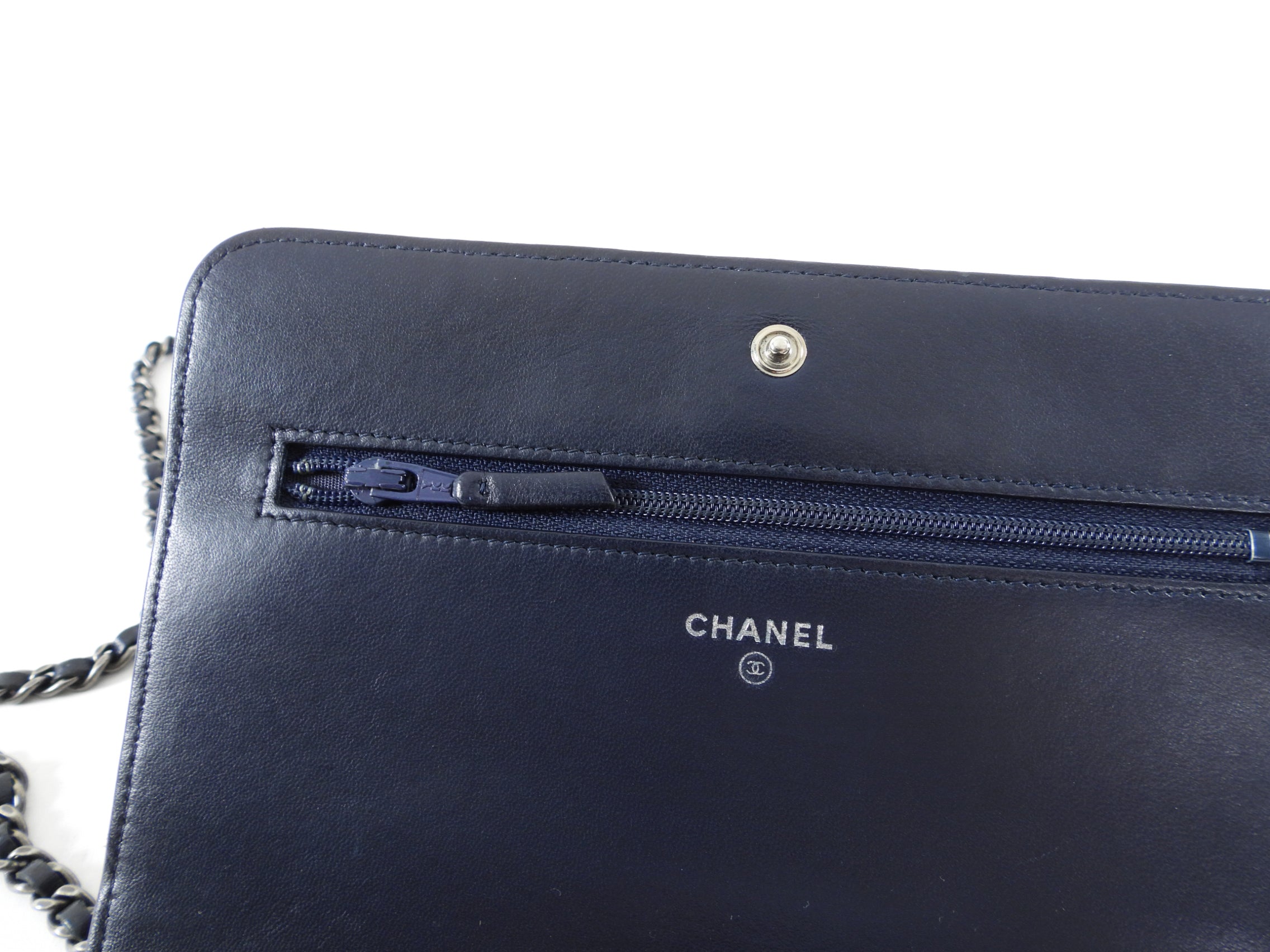 Chanel Coco Boy Black Leather Quilted Wallet on Chain