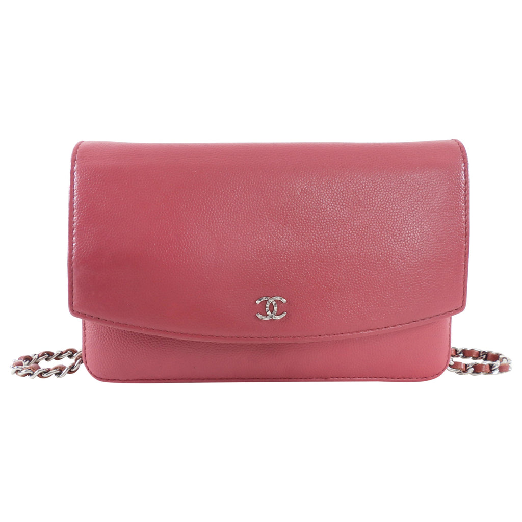 Chanel Dark Quartz Pink Sevruga Leather Wallet on Chain