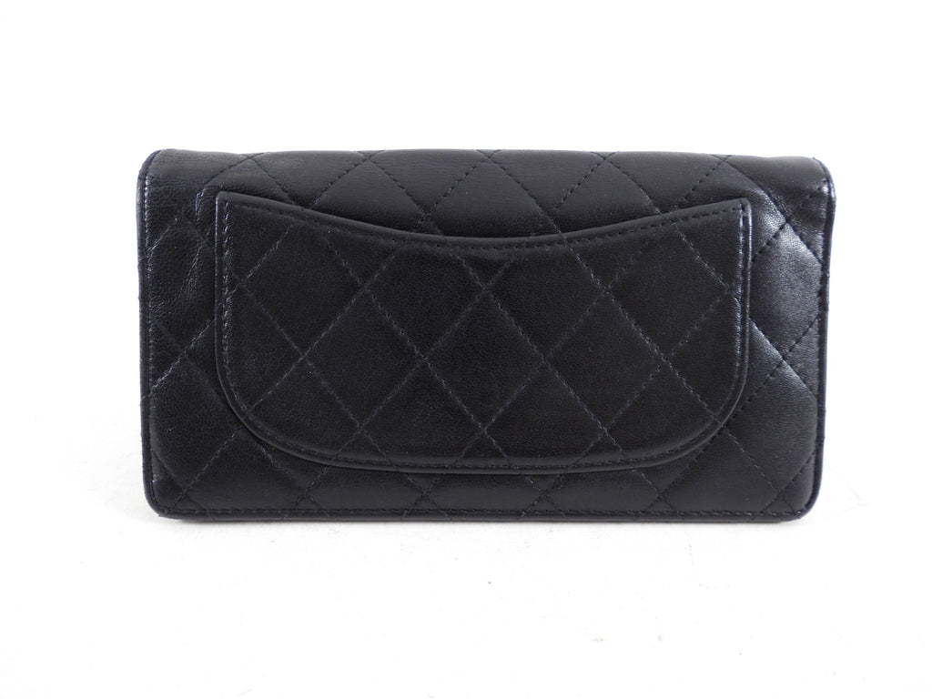 Chanel Black Calf Leather Quilted Timeless Bifold Long Wallet