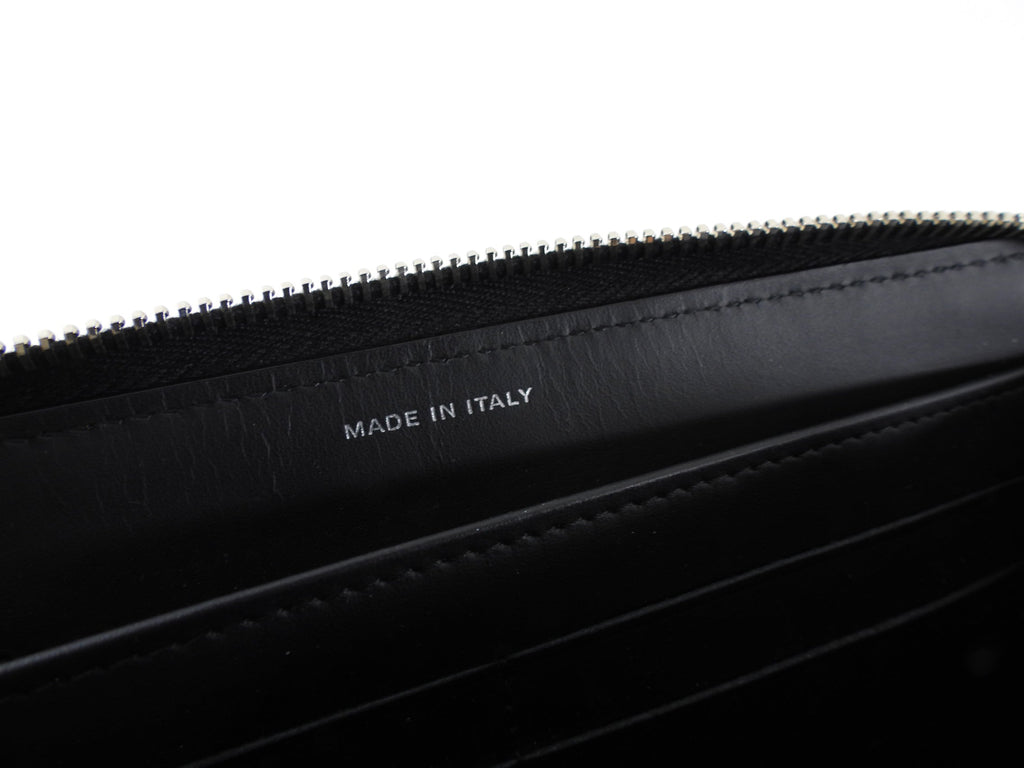 Chanel Black and Silver Leather Quilted CC Zip Continental Wallet