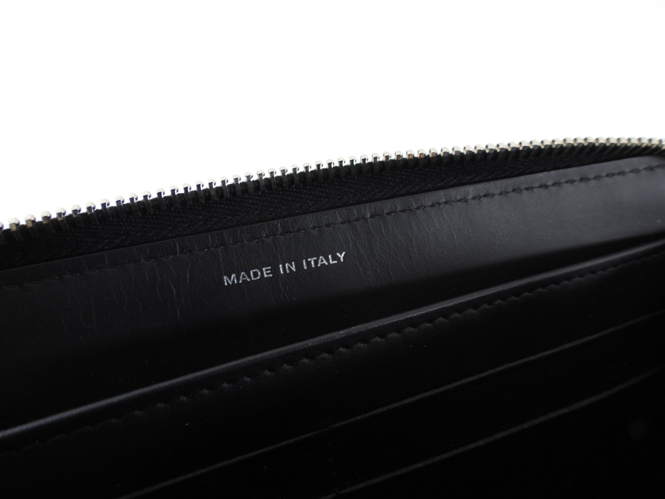 Chanel Black and Silver Leather Quilted CC Zip Continental Wallet