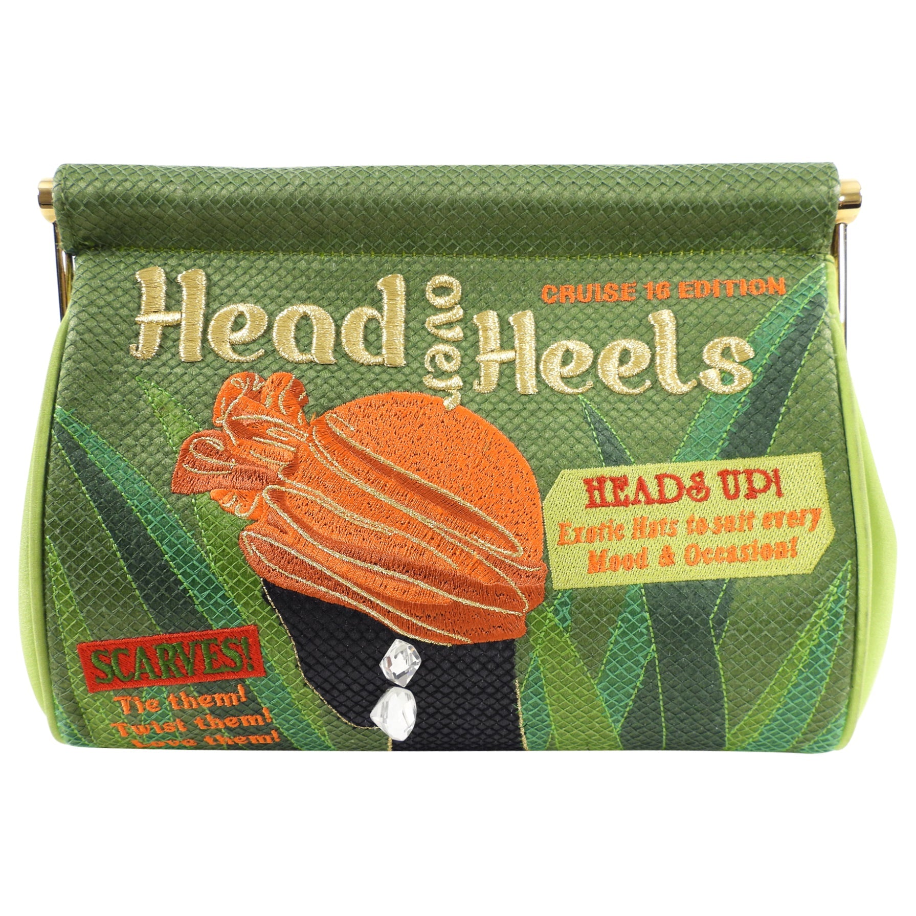 Charlotte Olympia Green Novelty Clutch - Head Over Heels