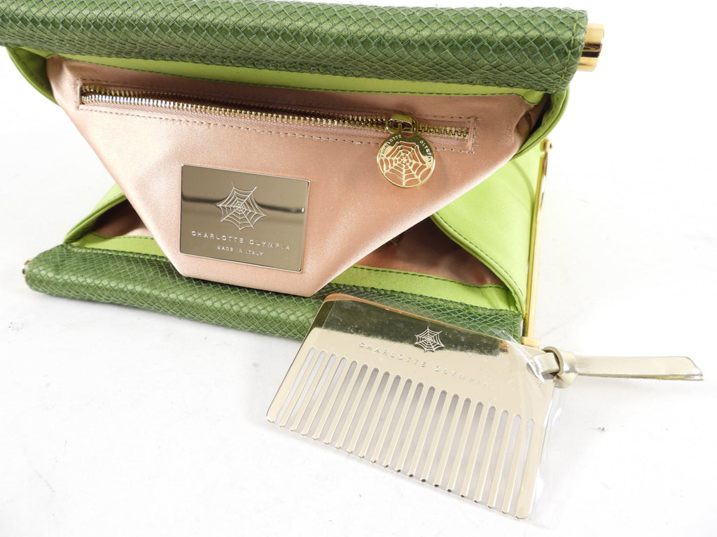 Charlotte Olympia Green Novelty Clutch - Head Over Heels