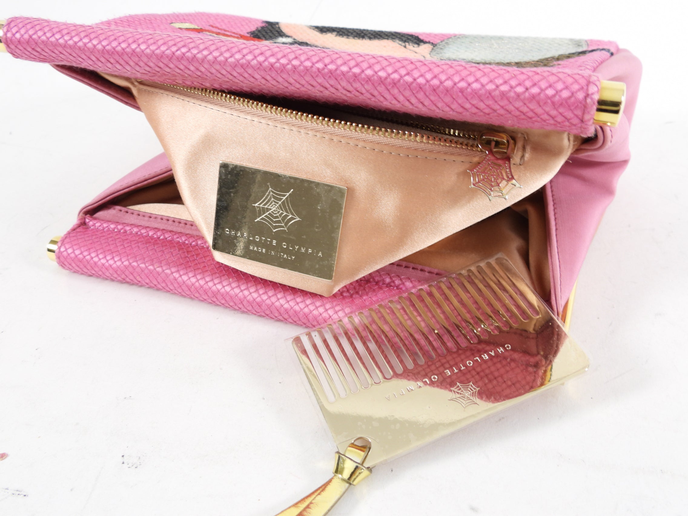 Charlotte Olympia Pink Novelty Clutch - Round Up Maggie