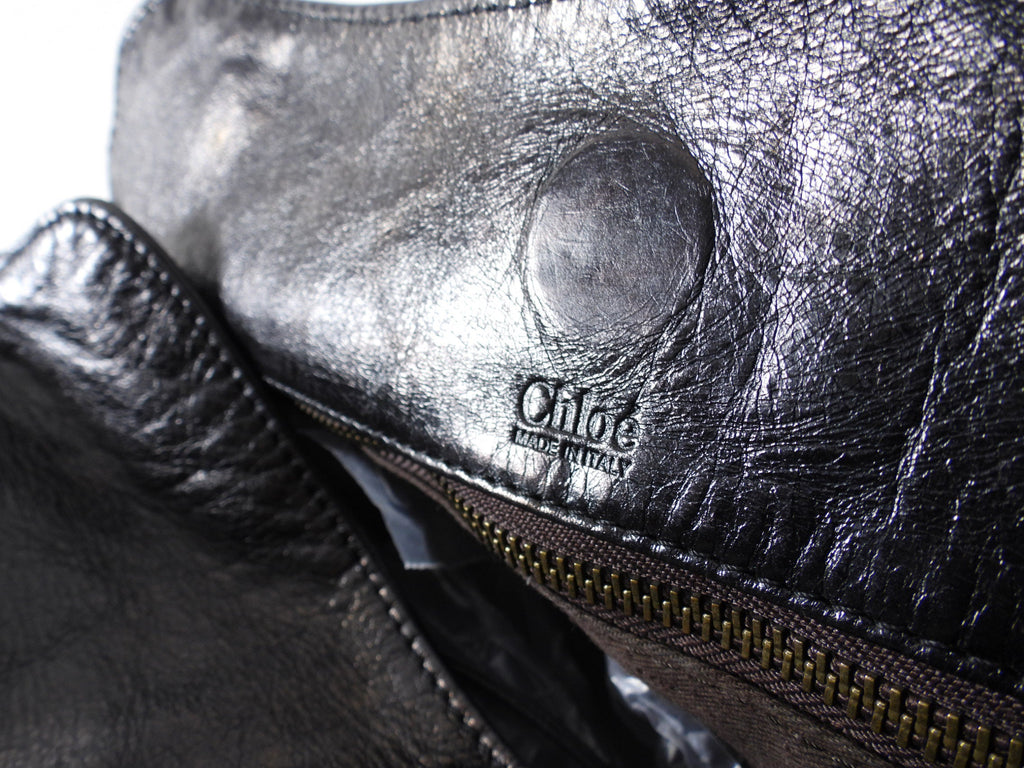 Chloe Black Leather Bay Messenger Crossbody Bag