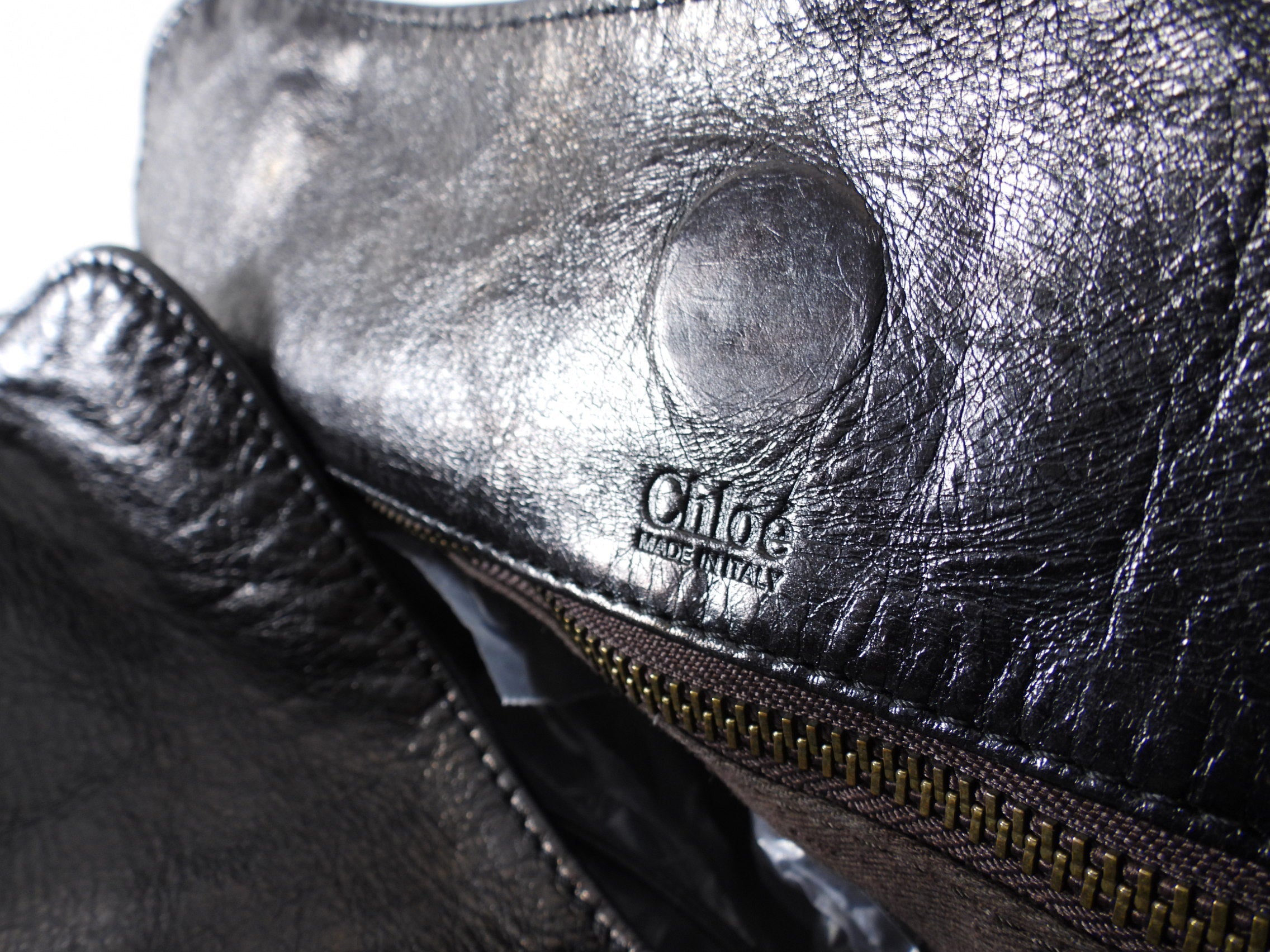 Chloe Black Leather Bay Messenger Crossbody Bag