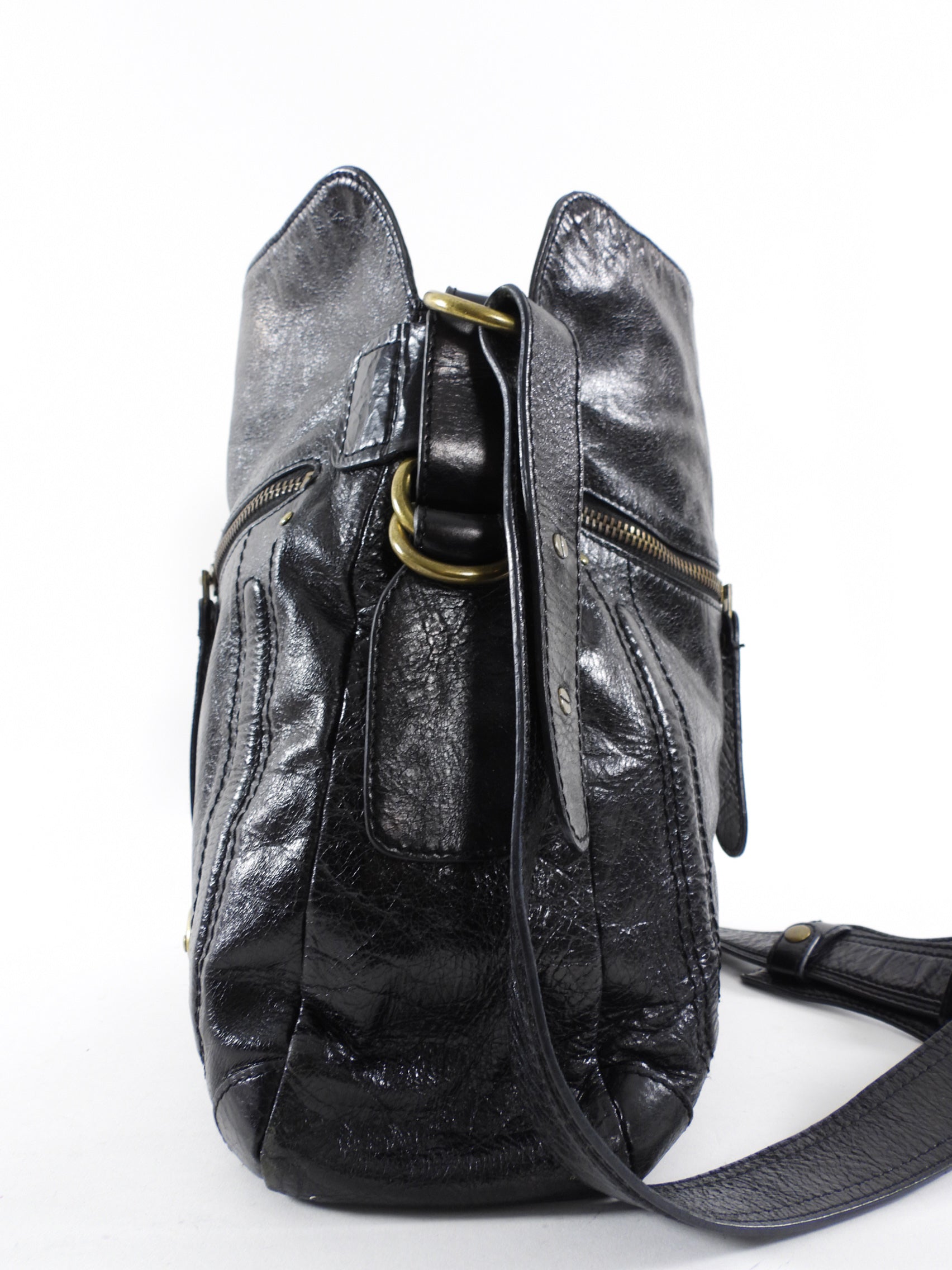 Chloe Black Leather Bay Messenger Crossbody Bag