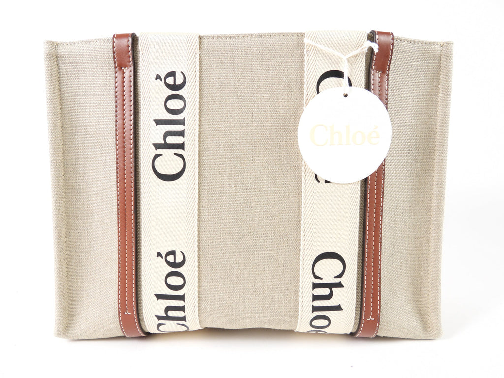 Chloe Medium Woody Canvas Logo Tote Bag