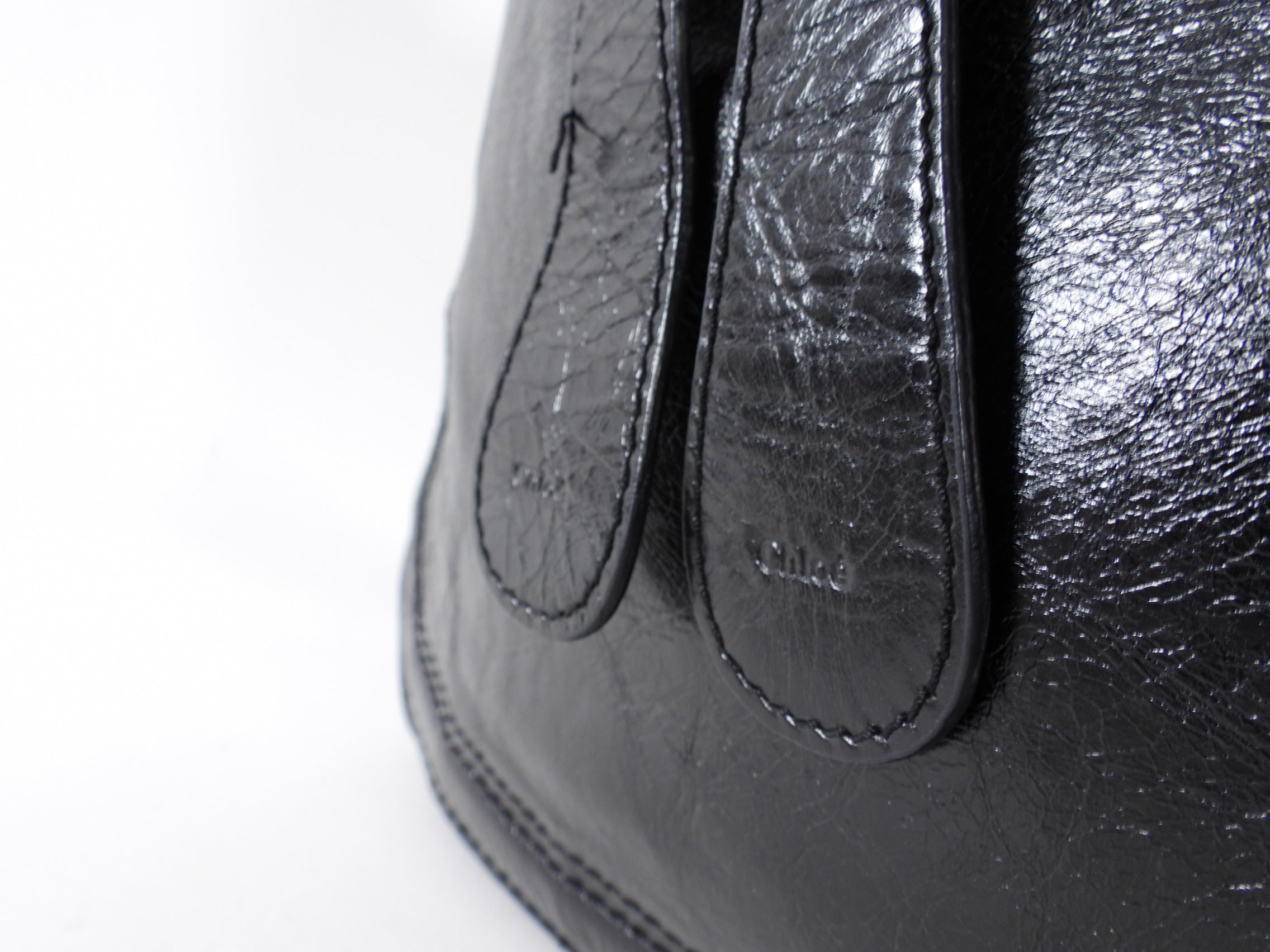 Chloe Black Leather Bay Messenger Crossbody Bag
