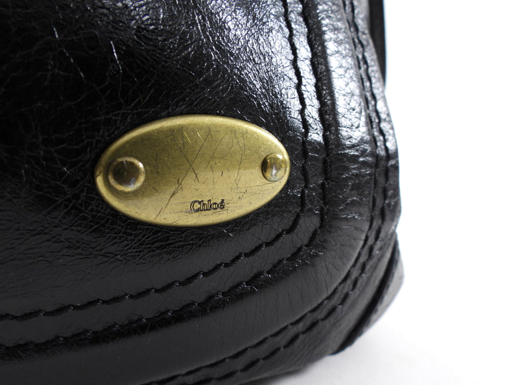 Chloe Black Leather Bay Messenger Crossbody Bag