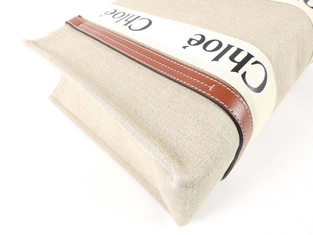 Chloe Medium Woody Canvas Logo Tote Bag