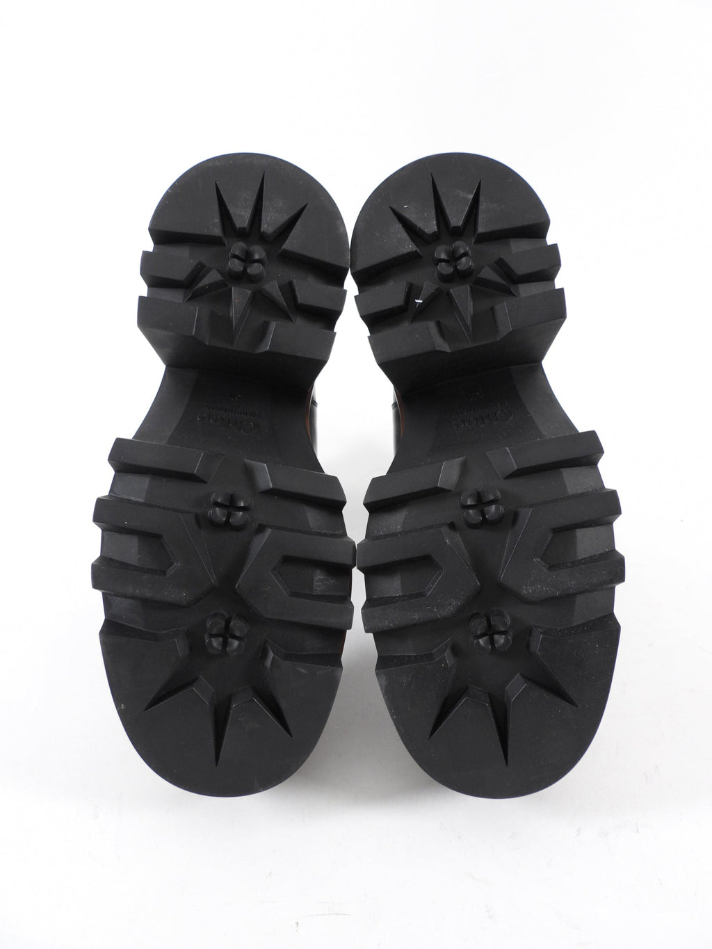 Chloe Black Leather Owena Track Sole Ankle Boot - 37