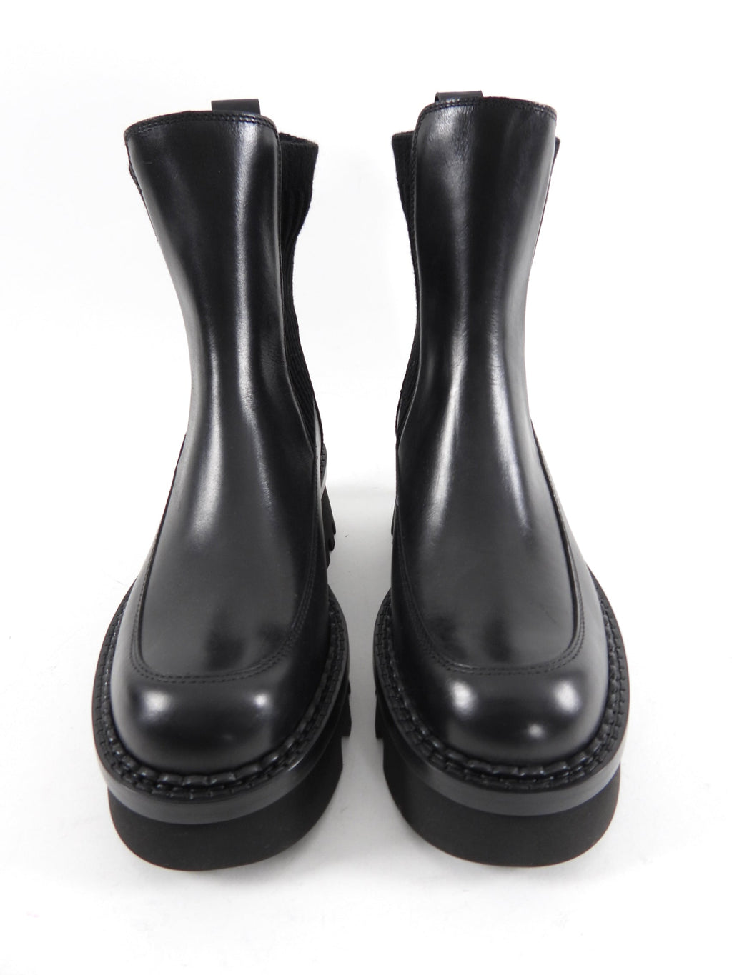 Chloe Owena Black Leather Track Sole Ankle Boot - 37