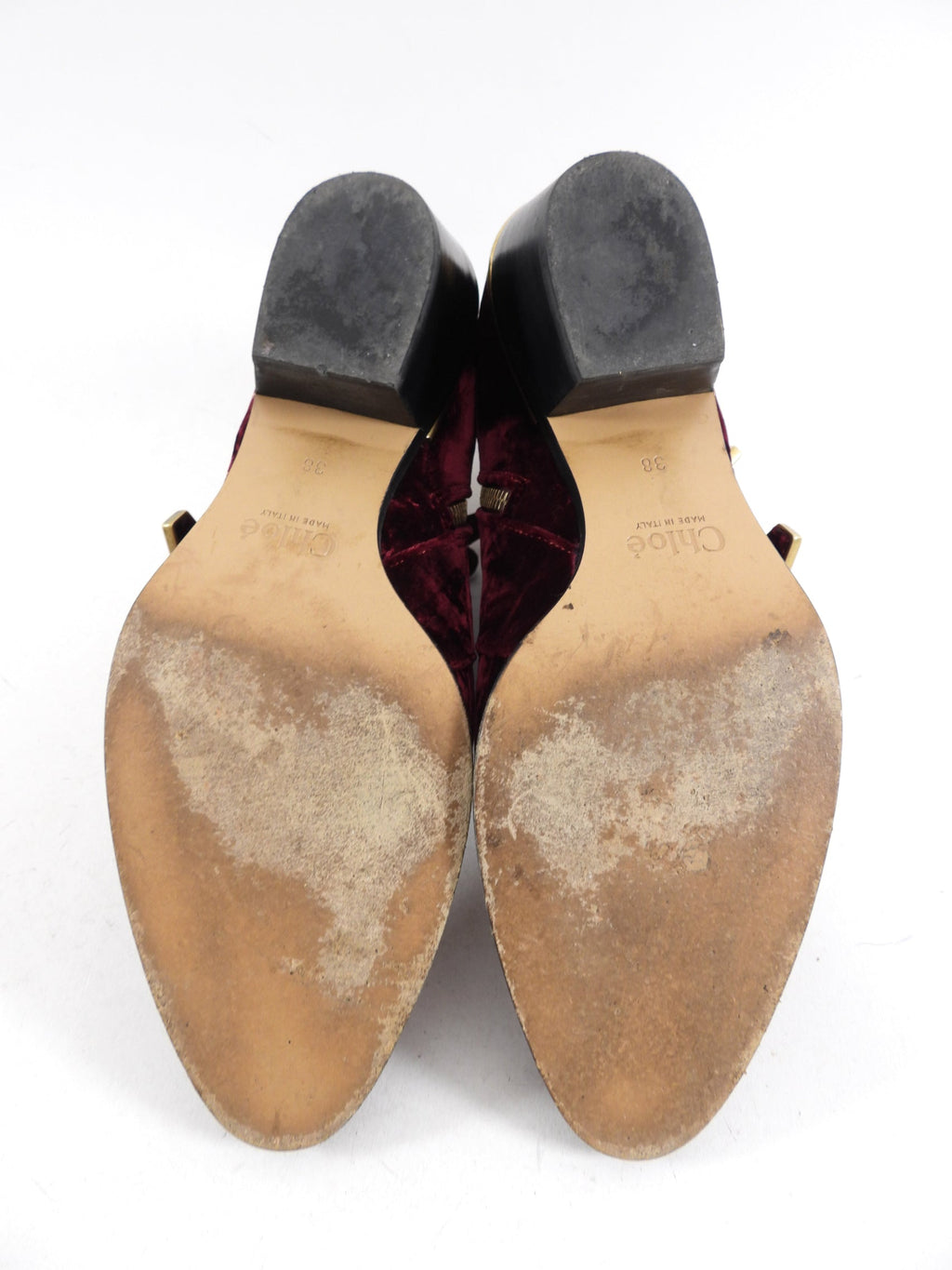 Chloe Susanna Burgundy Velvet Stud Ankle Boots - 38