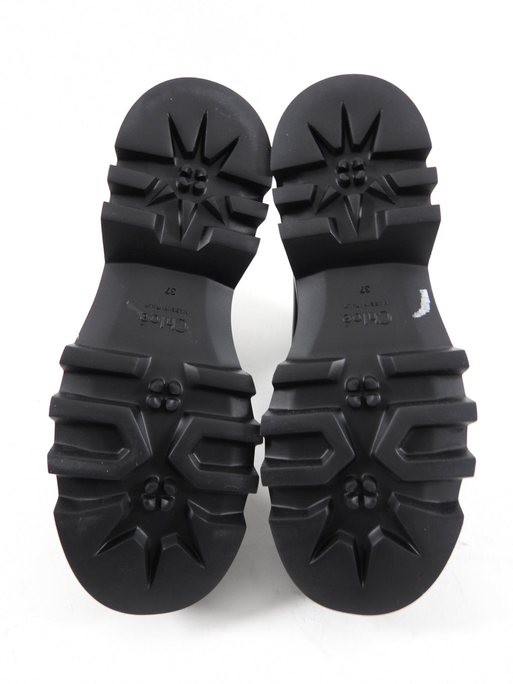 Chloe Owena Black Leather Track Sole Ankle Boot - 37