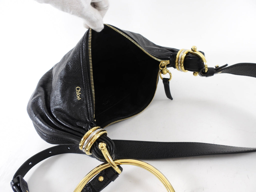 Chloe Black Glossed Leather Small Bracelet Hobo Bag