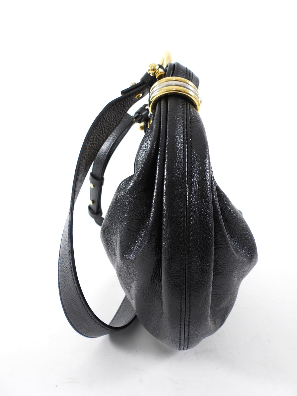 Chloe Black Glossed Leather Small Bracelet Hobo Bag