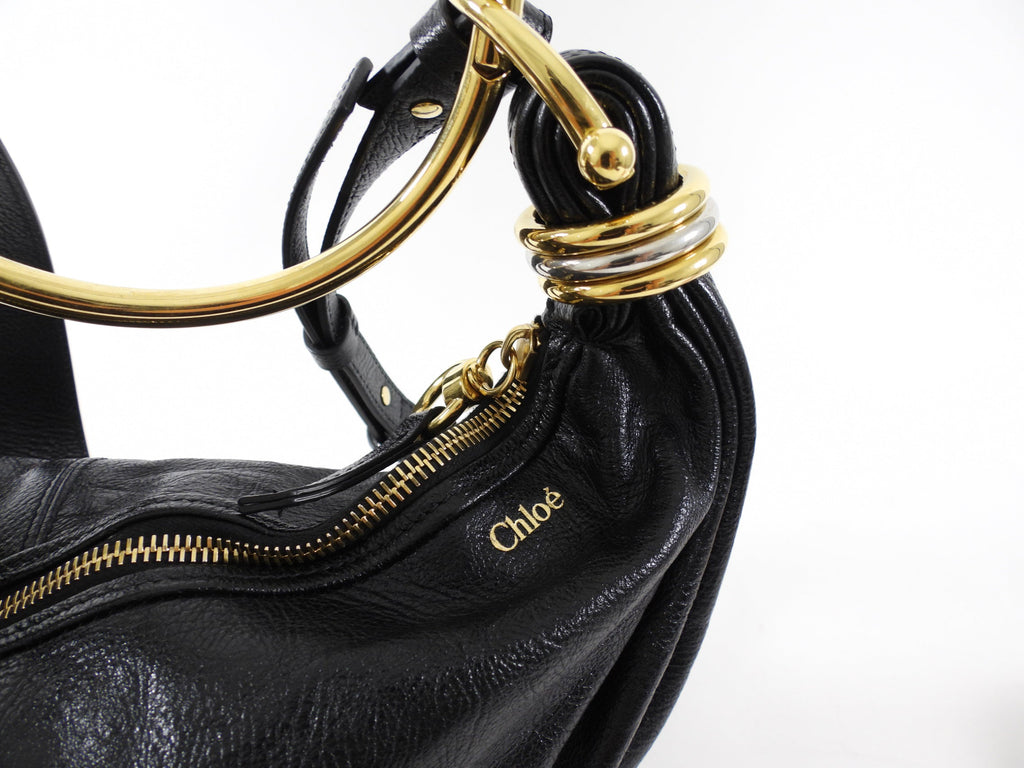 Chloe Black Glossed Leather Small Bracelet Hobo Bag