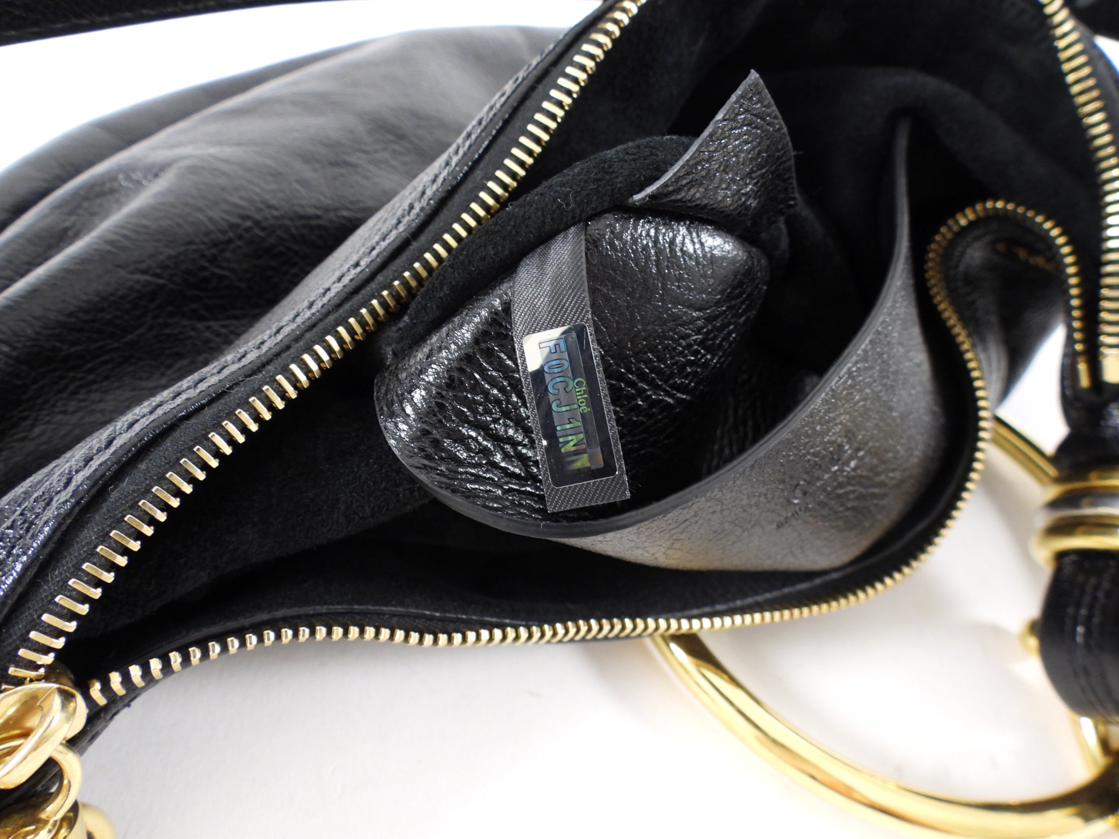 Chloe Black Glossed Leather Small Bracelet Hobo Bag