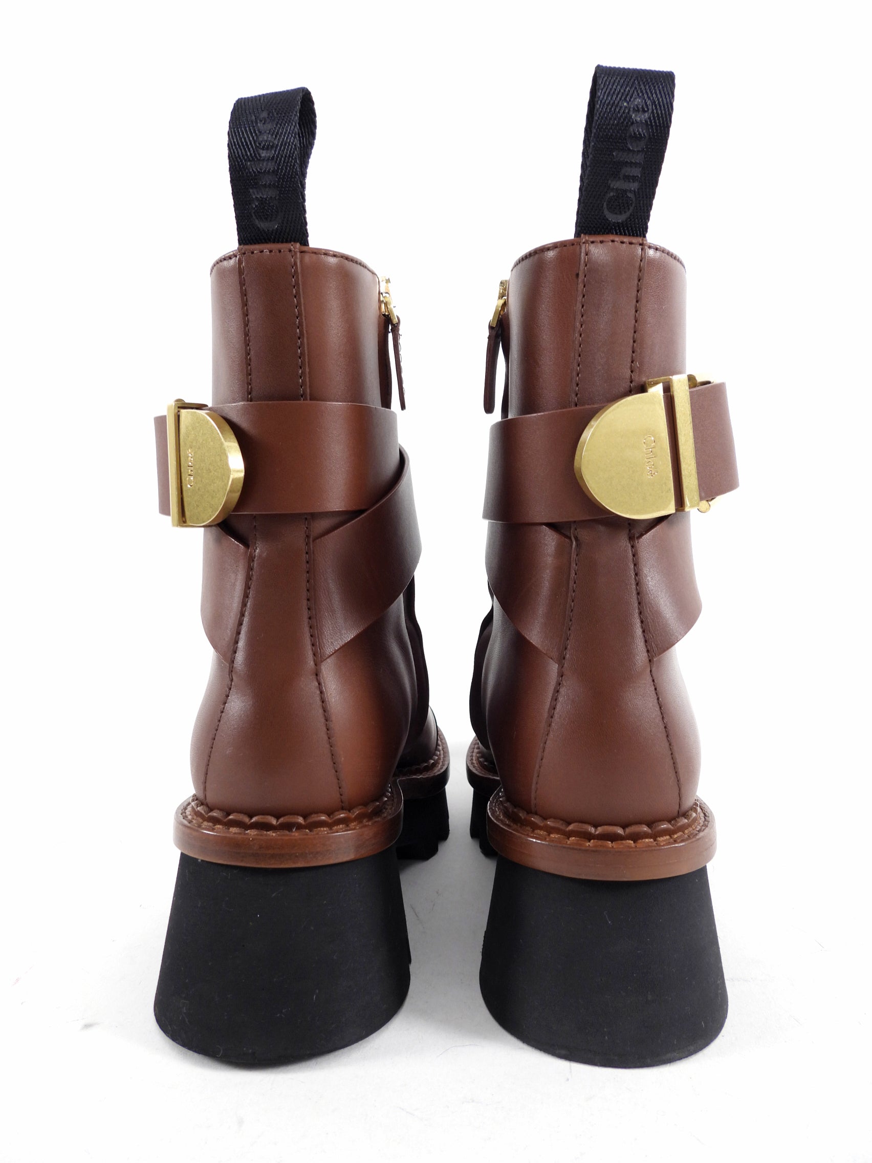 Chloe Owena Brown Leather Ankle Boots - 37