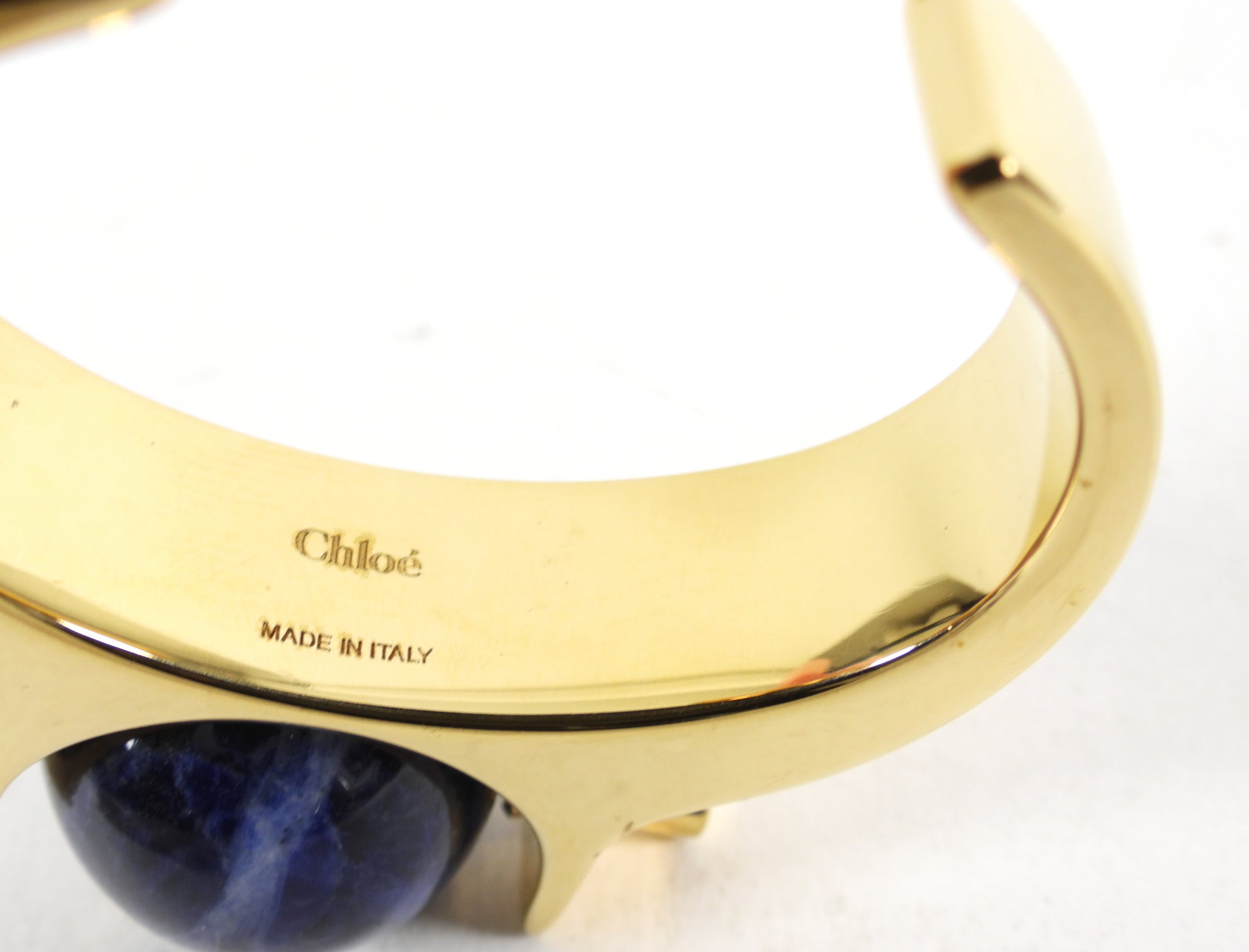 Chloe Architectural Cuff Bracelet with Lapis Stone
