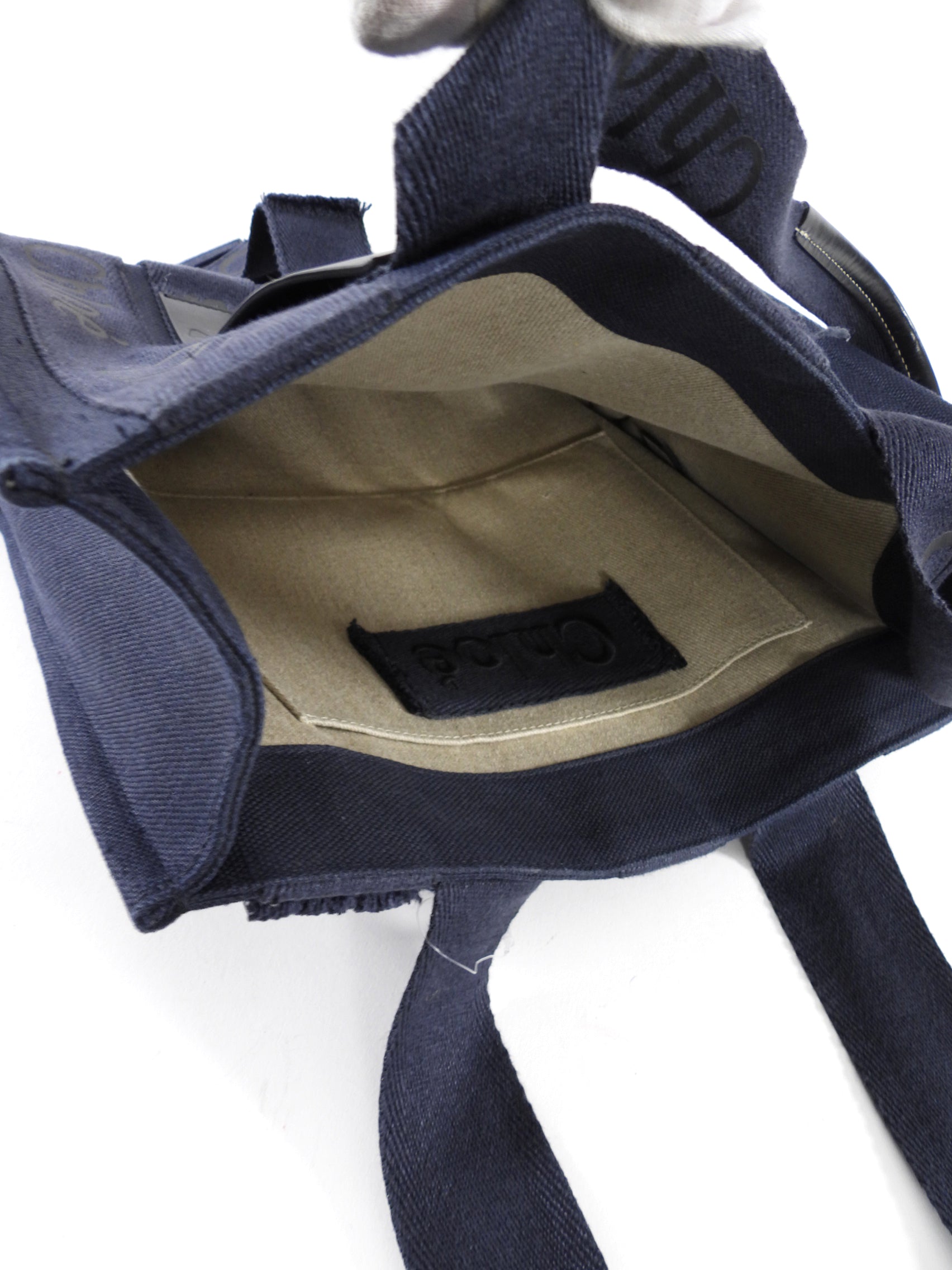 Chloe Navy Woody Medium Fringe Tote Bag