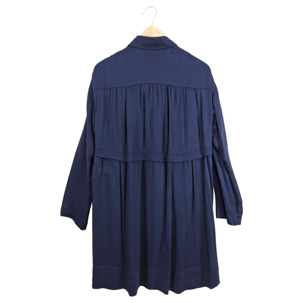 Chloe Navy Long Sleeve Empire Waist Dress - S