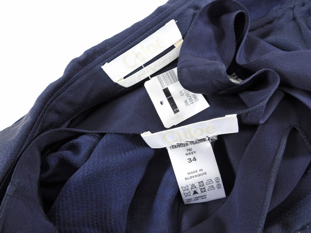 Chloe Navy Long Sleeve Empire Waist Dress - S