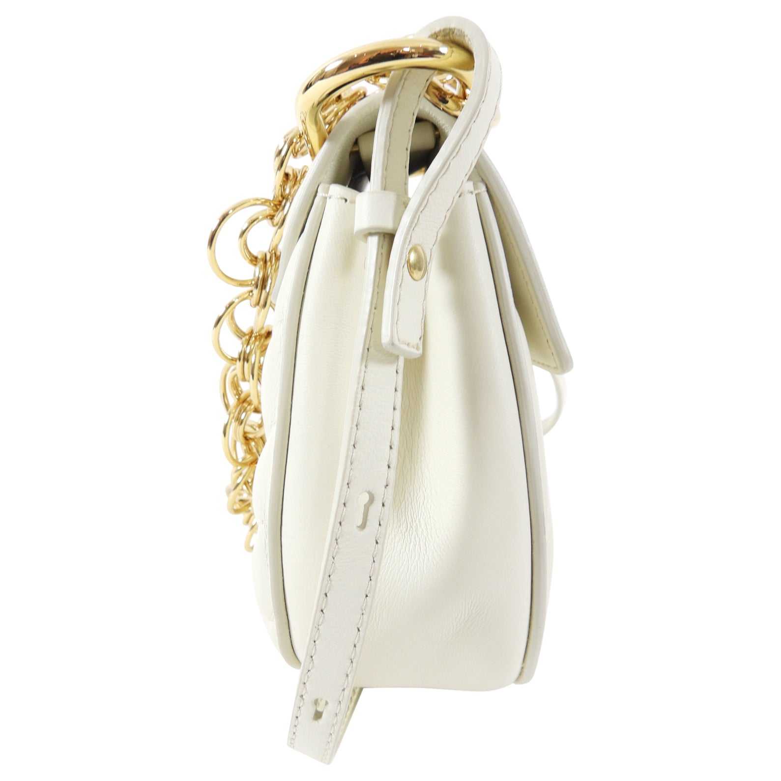 Chloe Drew Bijoux Small Ivory Quilted Chain Crossbody Bag