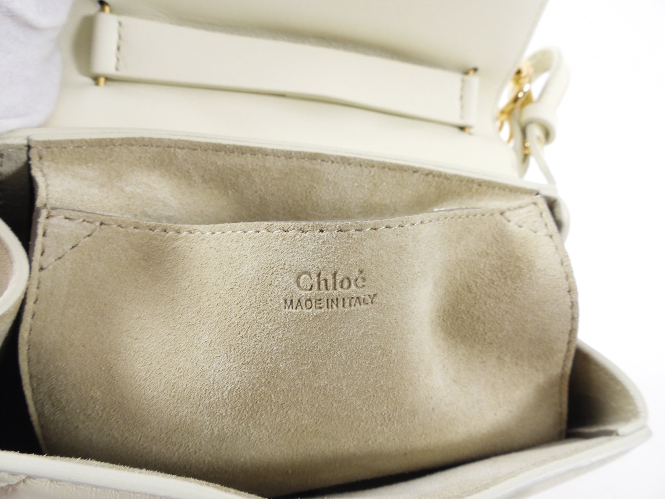 Chloe Drew Bijoux Small Ivory Quilted Chain Crossbody Bag