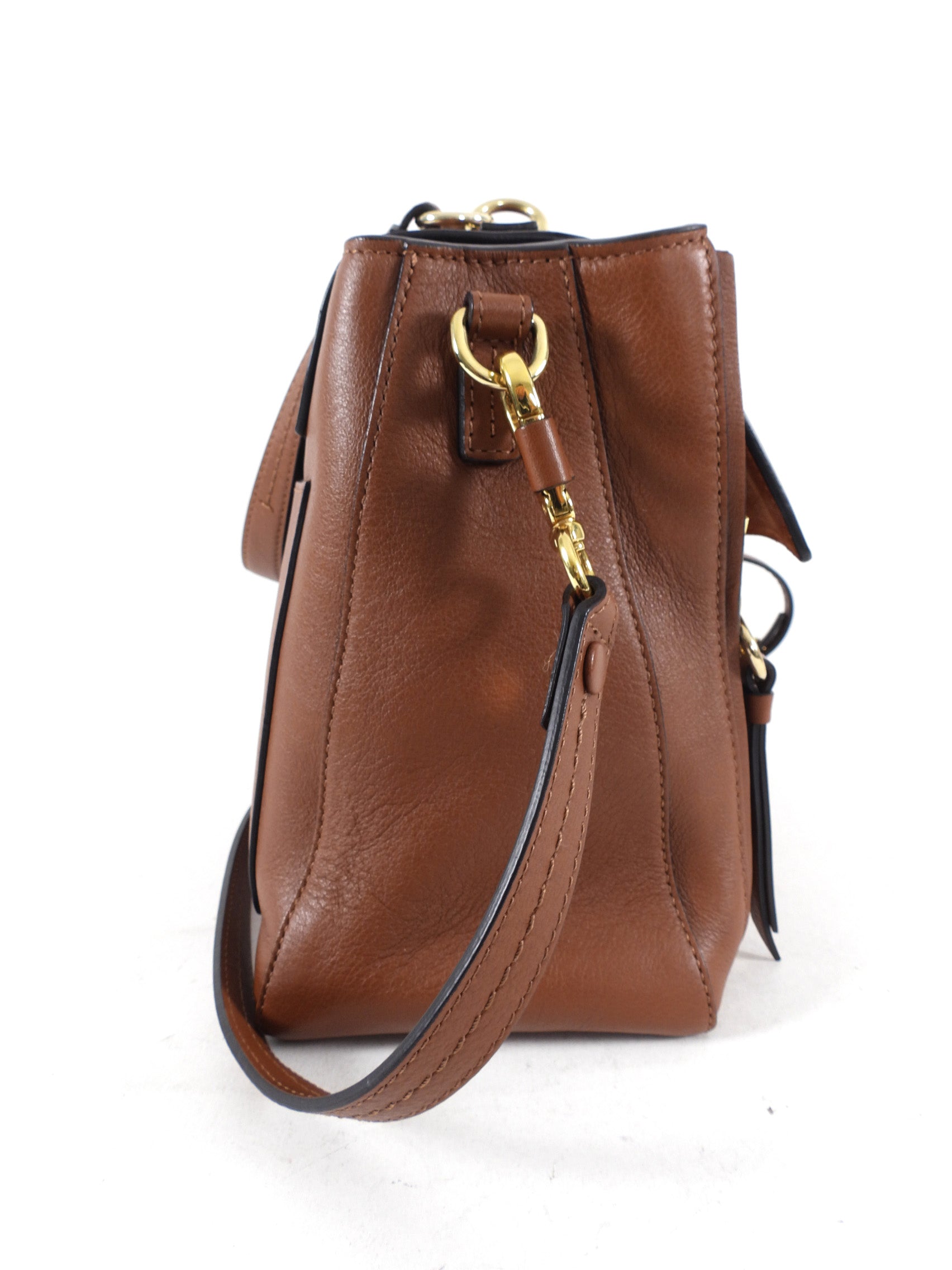 Chloe Faye Day Medium Double Carry Bag in Tan Leather