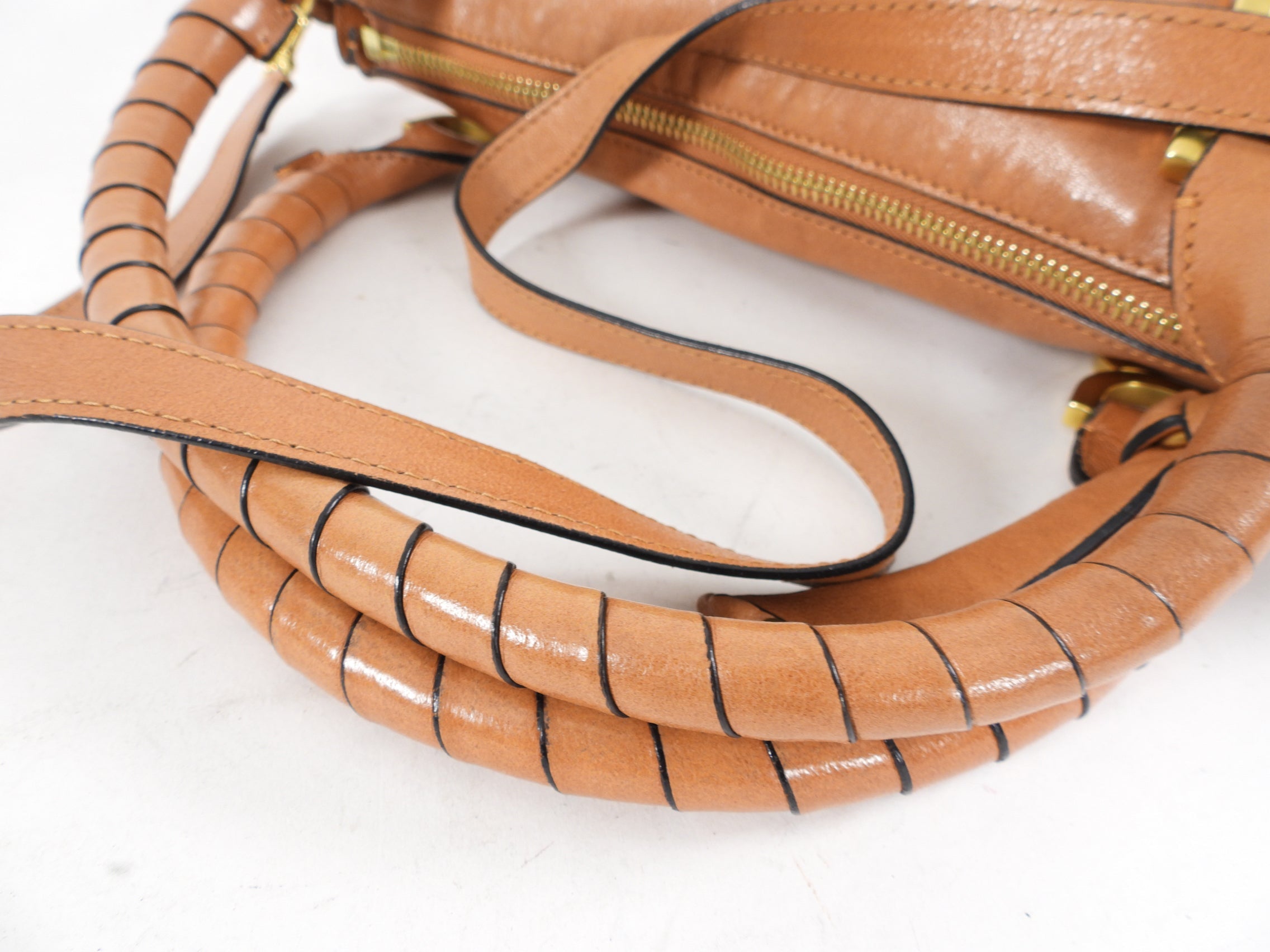 Chloe Tan Leather Large Marcie Two-Way Shoulder Bag