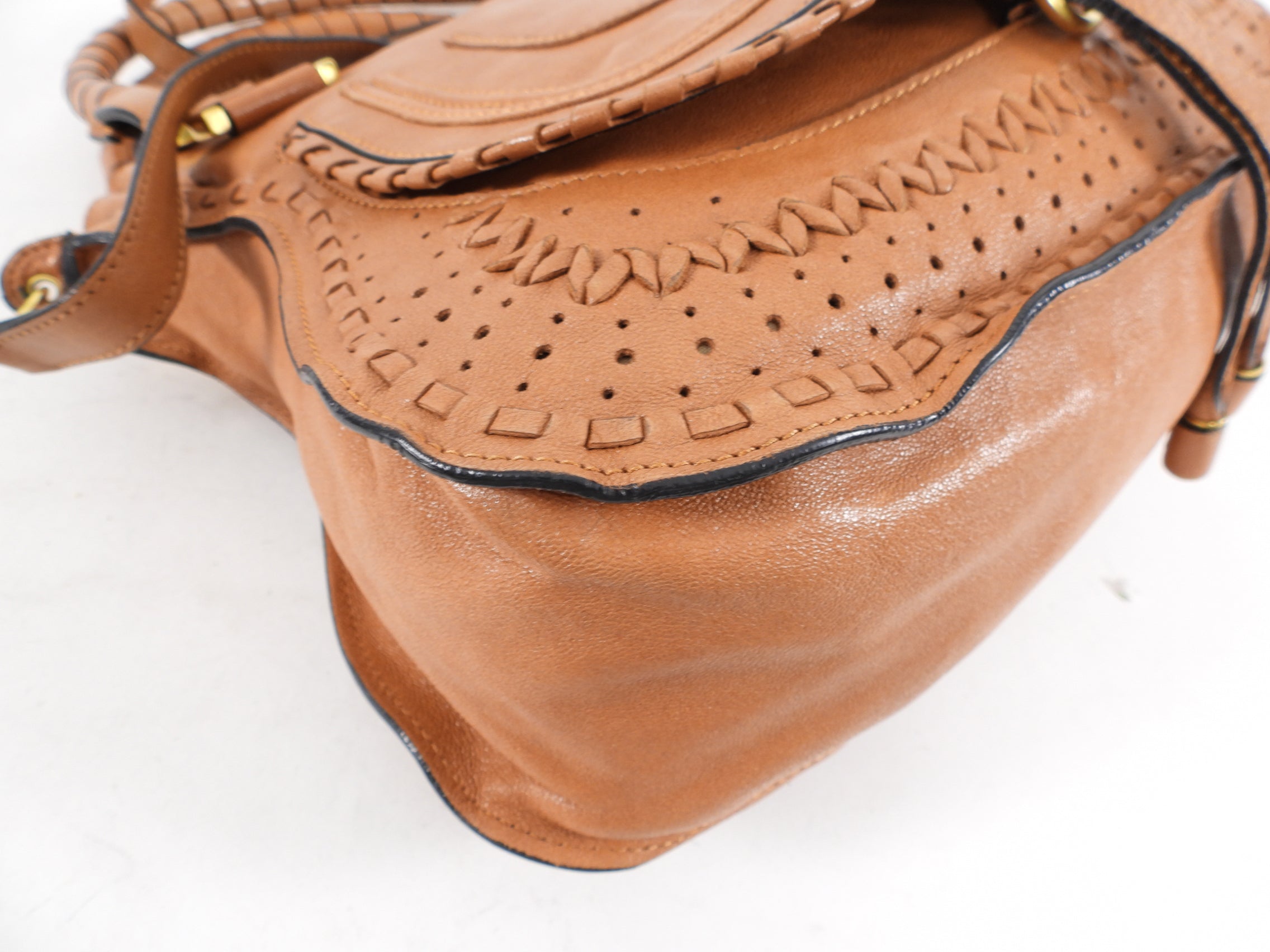 Chloe Tan Leather Large Marcie Two-Way Shoulder Bag