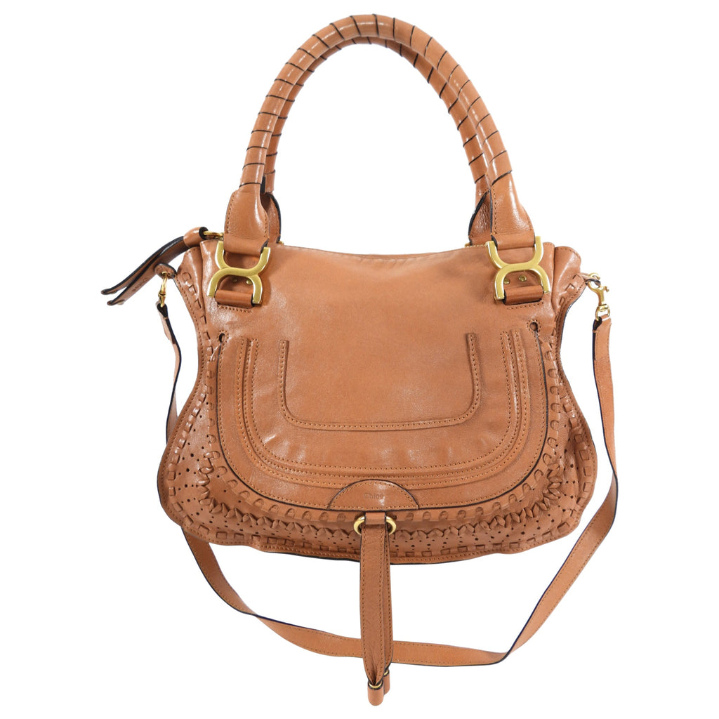 Chloe Tan Leather Large Marcie Two-Way Shoulder Bag