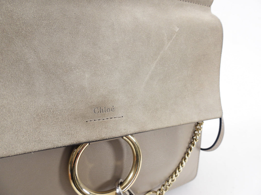 Chloe Faye Medium Shoulder Bag in Light Taupe