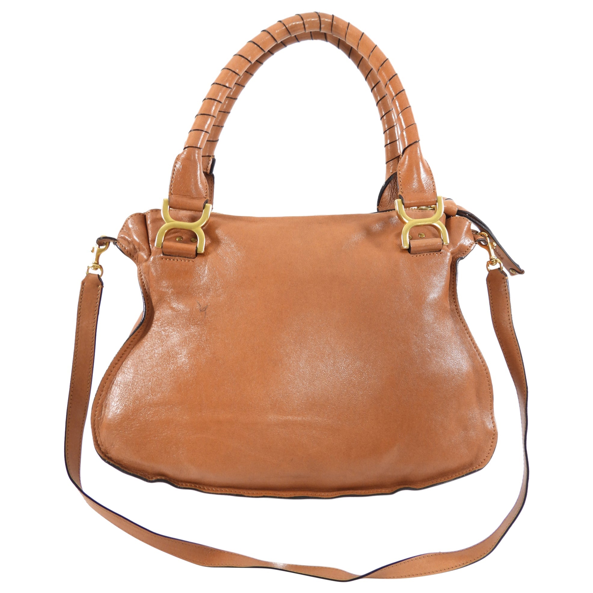 Chloe Tan Leather Large Marcie Two-Way Shoulder Bag