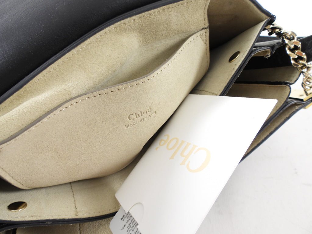 Chloe Faye Small East West Black Suede Leather Crossbody Bag