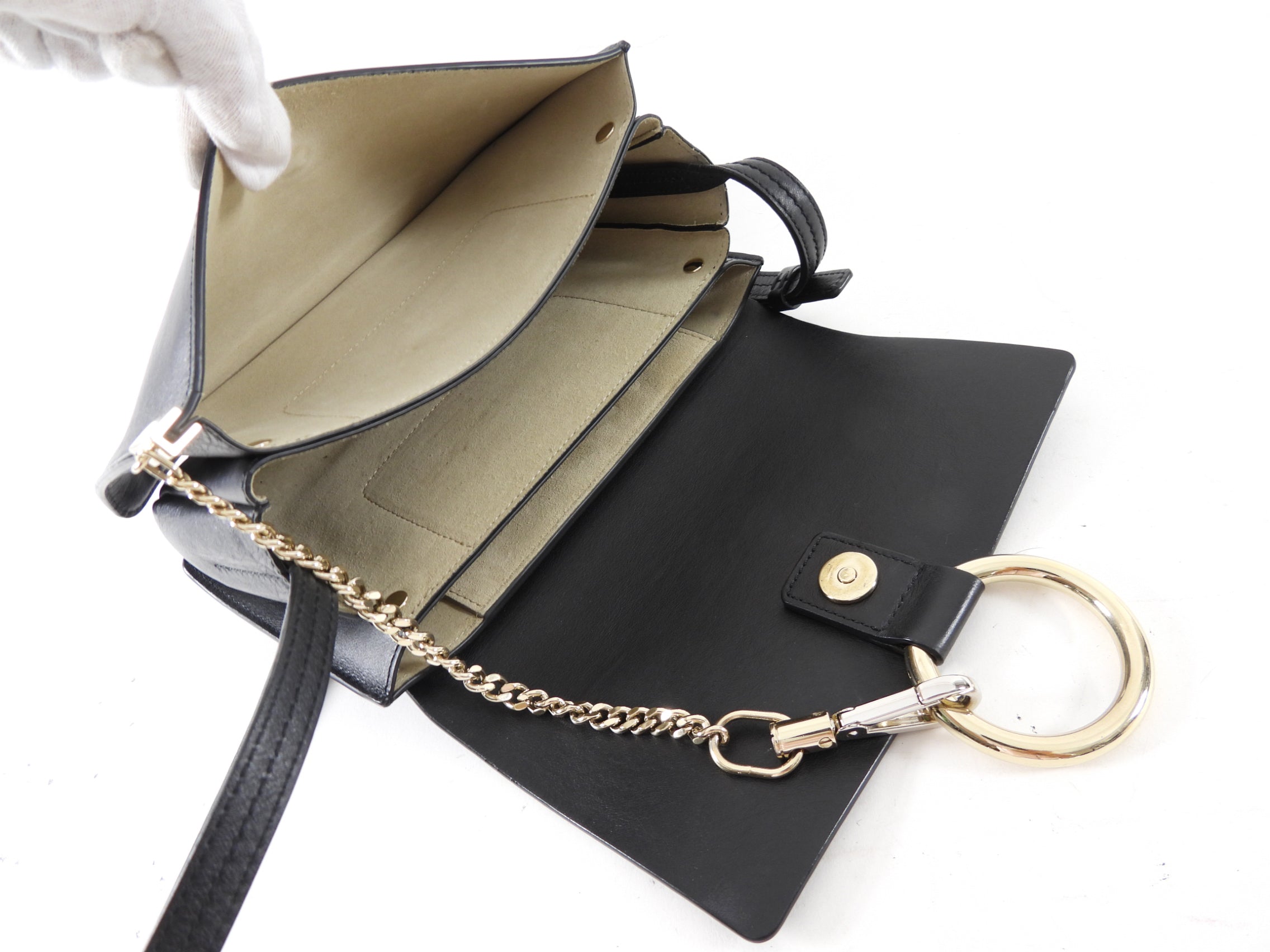 Chloe Faye Small East West Black Suede Leather Crossbody Bag